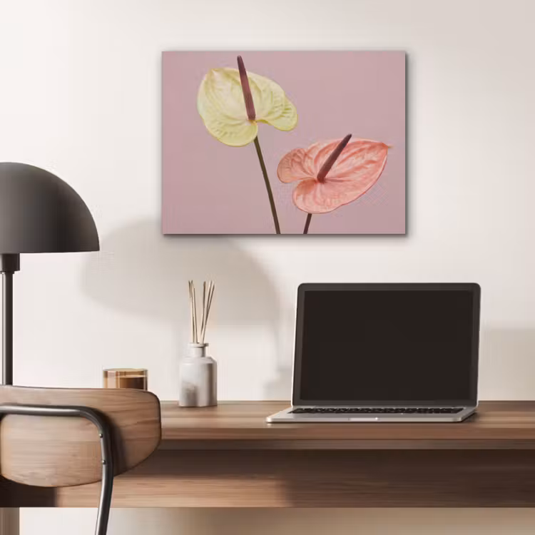 Bloemen - Anthuriums - Geel - Roze PET vilt klein -sfeer5