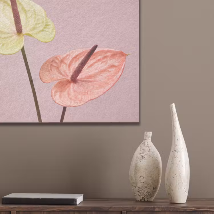 Bloemen - Anthuriums - Geel - Roze PET vilt klein -sfeer6_closeup