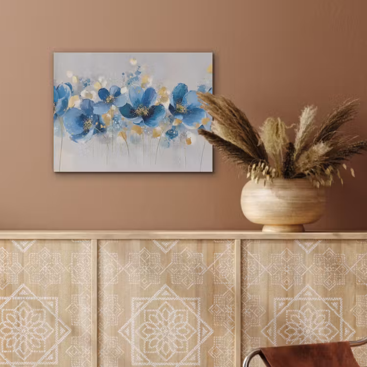 Bloemen - Blauw - Abstract PET vilt klein -sfeer4