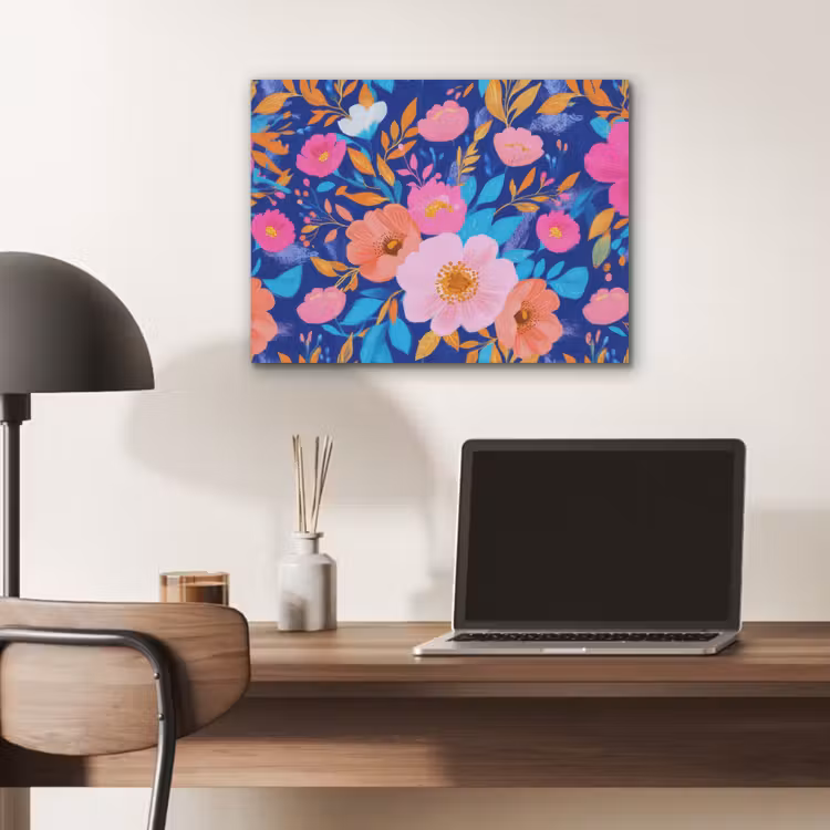 Bloemen - Blauw - Roze PET vilt klein -sfeer5