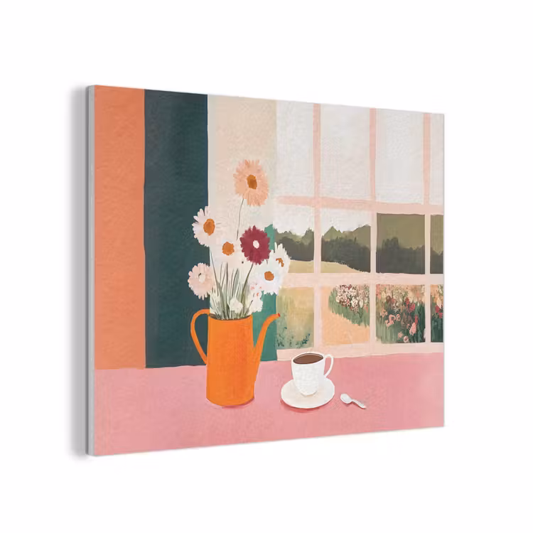 Bloemen - Koffie - Raam PET vilt klein -3d