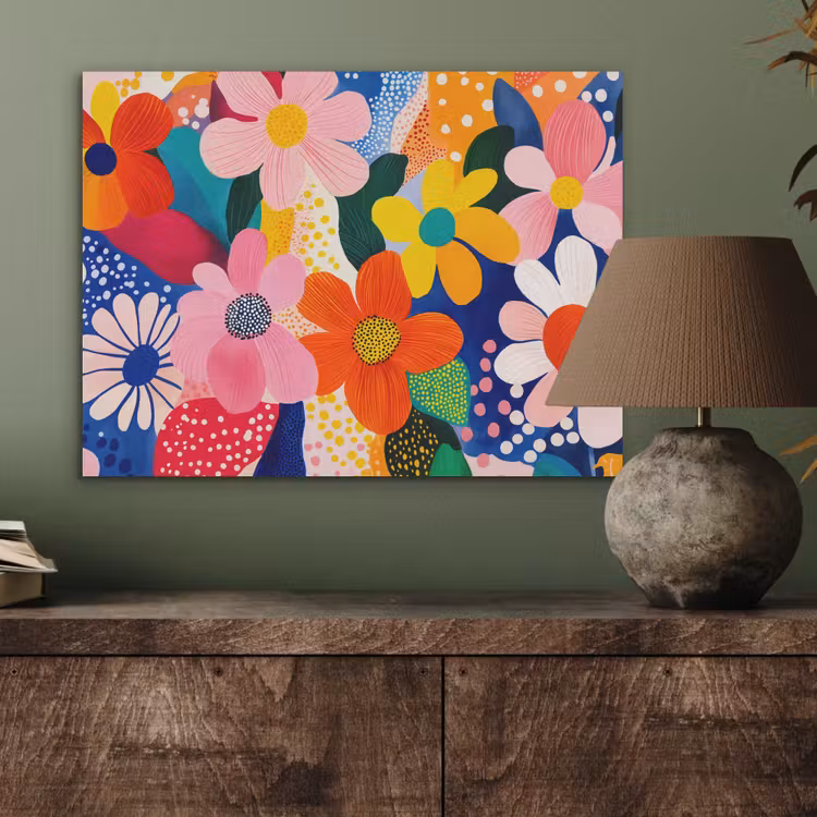 Bloemen - Kleurrijk - Stippen PET vilt klein -sfeer2
