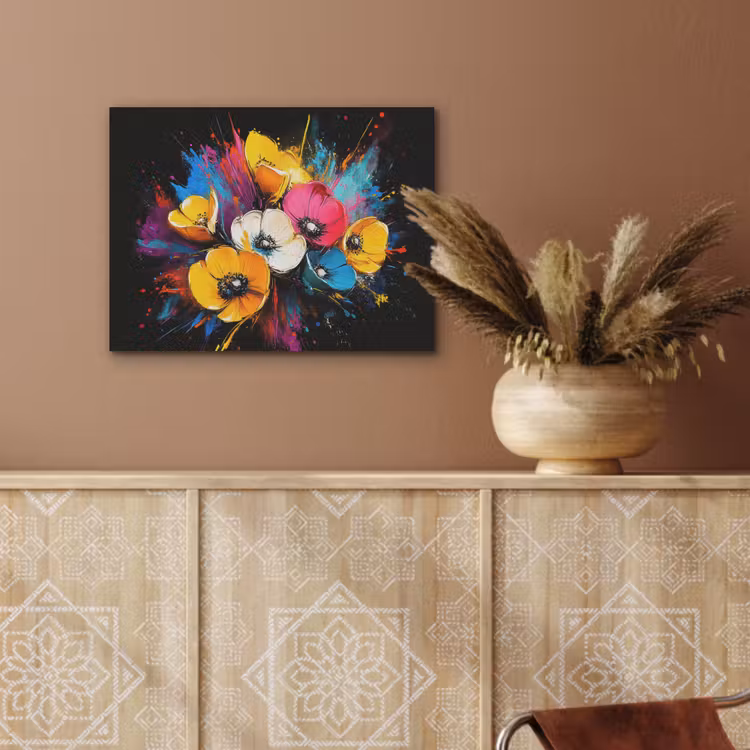 Bloemen - Kleurrijk - Graffiti - Modern - Boeket PET vilt klein -sfeer4