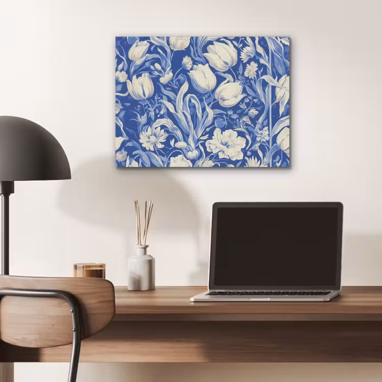 Bloemen - Delfts Blauw - Patroon - Tulp PET vilt klein -sfeer5