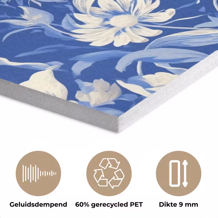Bloemen - Delfts Blauw - Patroon - Tulp PET vilt klein -closeup_NL