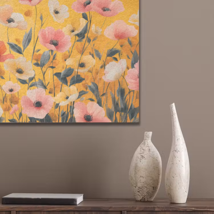 Bloemen - Veld - Geel PET vilt klein -sfeer6_closeup