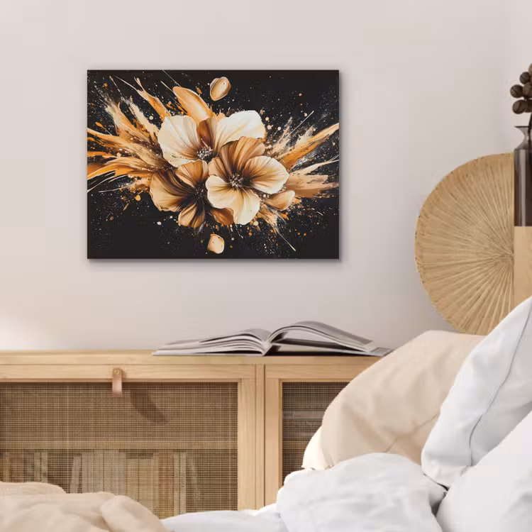 Bloemen - Goud - Graffiti - Zwart - Abstract PET vilt klein -sfeer3
