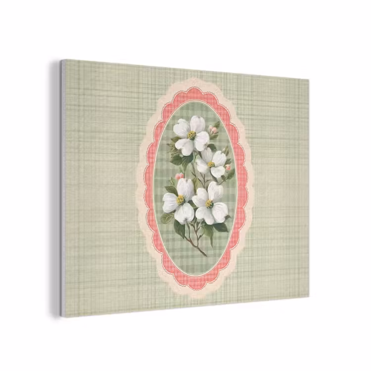 Bloemen - Illustratie - Geruit - Groen PET vilt klein -3d