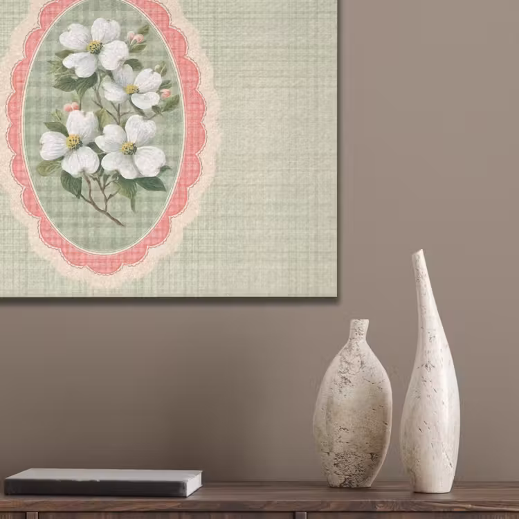 Bloemen - Illustratie - Geruit - Groen PET vilt klein -sfeer6_closeup