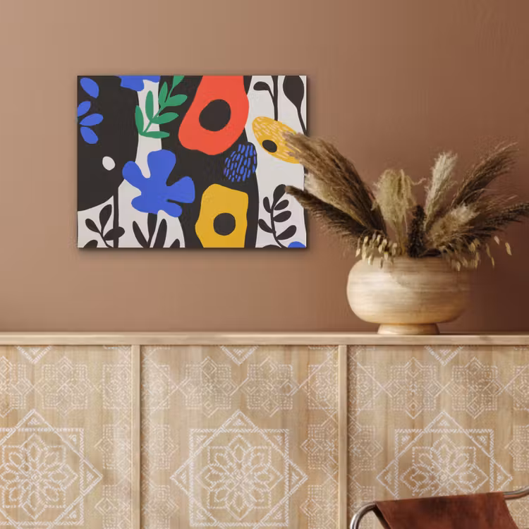 Bloemen - Bladeren - Abstract - Zwart PET vilt klein -sfeer4