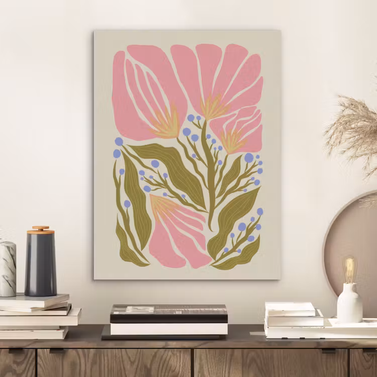 Bloemen - Bladeren - Abstract - Roze PET vilt klein -sfeer1