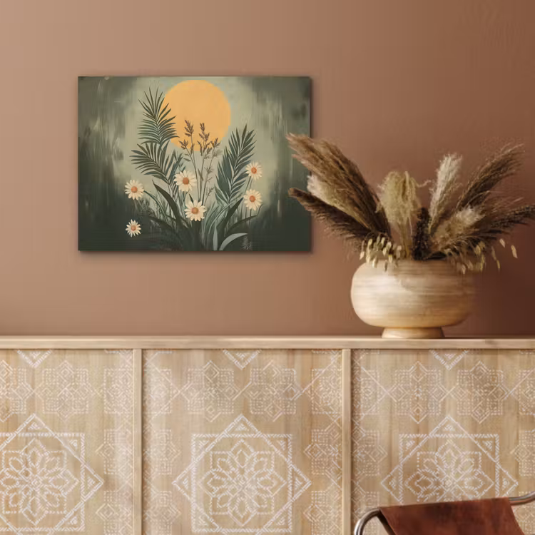 Bloemen - Bladeren - Zon - Groen PET vilt klein -sfeer4