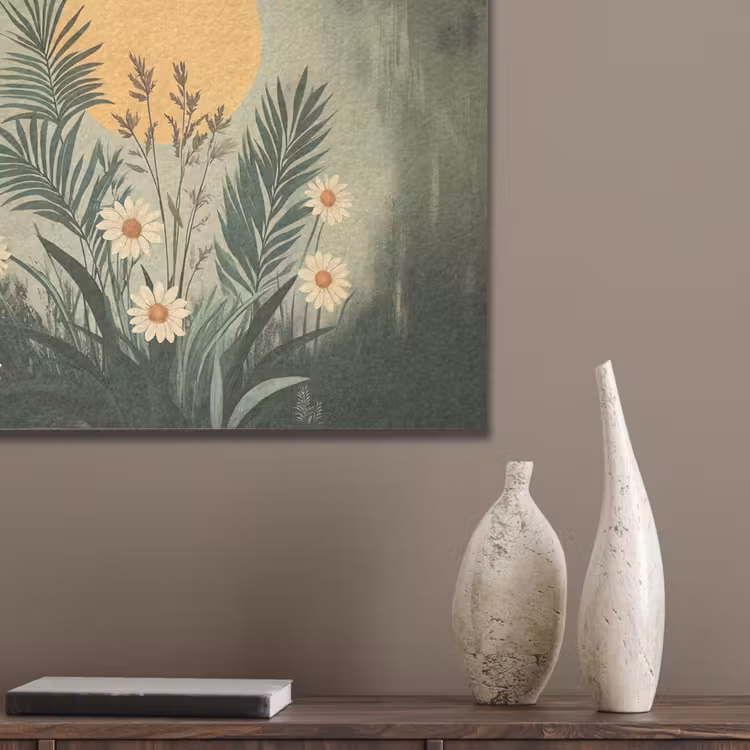 Bloemen - Bladeren - Zon - Groen PET vilt klein -sfeer6_closeup