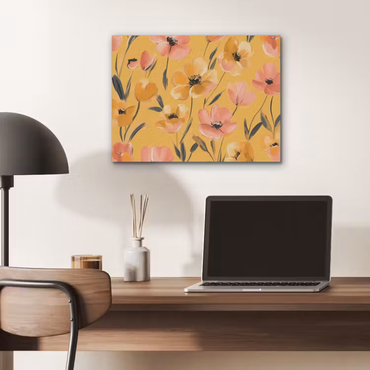 Bloemen - Geschilderd - Geel PET vilt klein -sfeer5