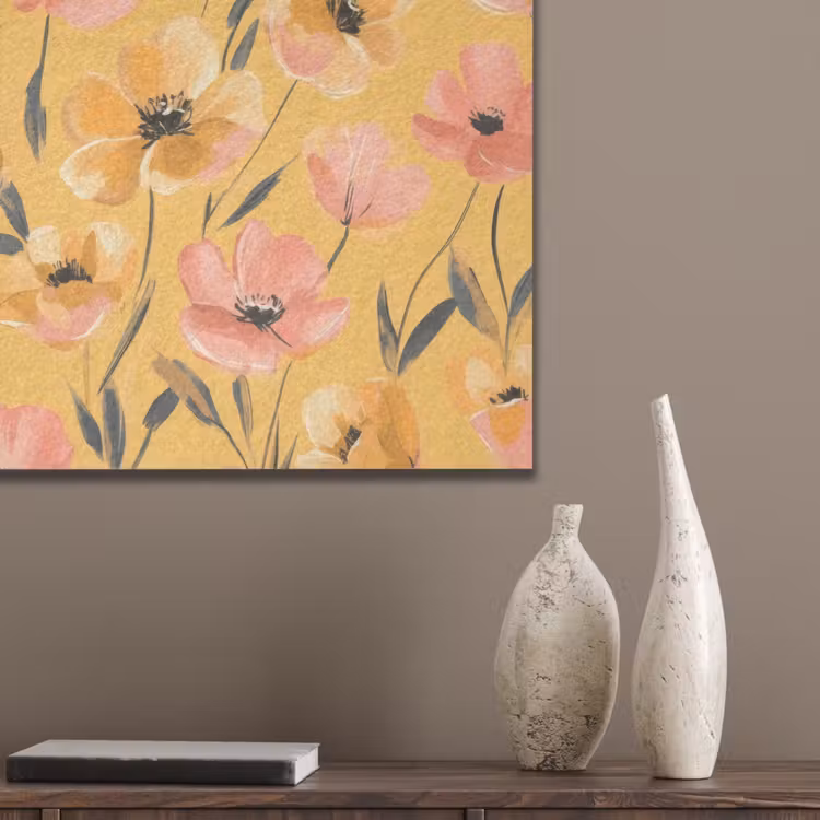 Bloemen - Geschilderd - Geel PET vilt klein -sfeer6_closeup