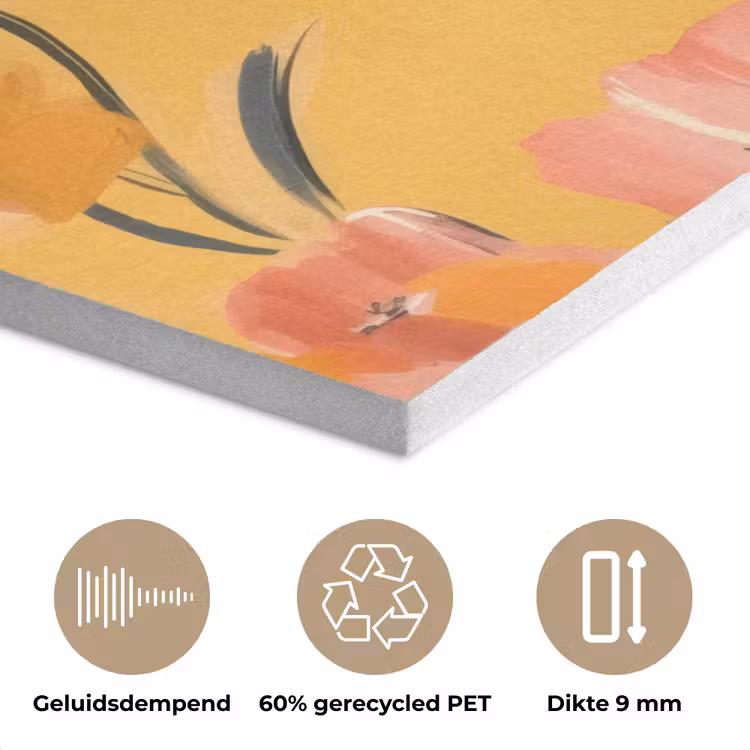 Bloemen - Geschilderd - Geel PET vilt klein -closeup_NL