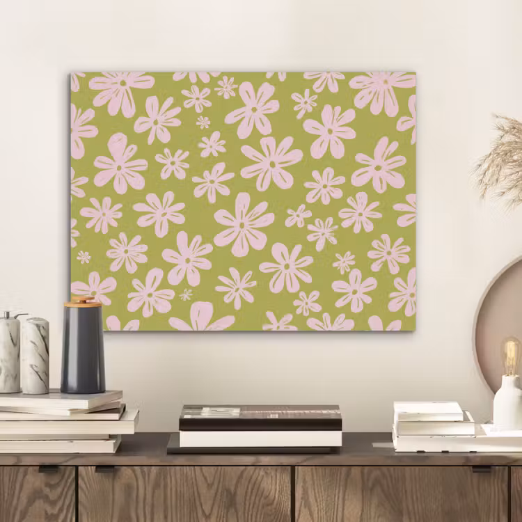 Bloemen - Roze - Getekend - Patroon PET vilt klein -sfeer1