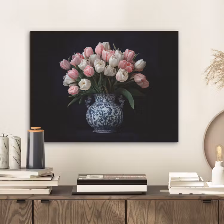 Bloemen - Roze - Tulpen - Vaas PET vilt klein -sfeer1