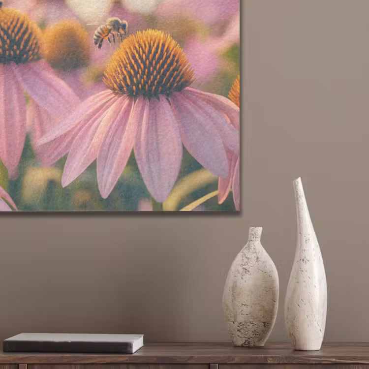 Bloemen - Paars - Bijen PET vilt klein -sfeer6_closeup