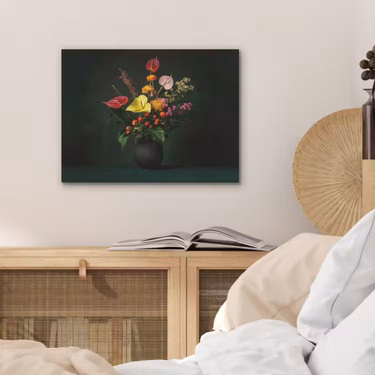 Bloemen - Vaas - Zwart PET vilt klein -sfeer3