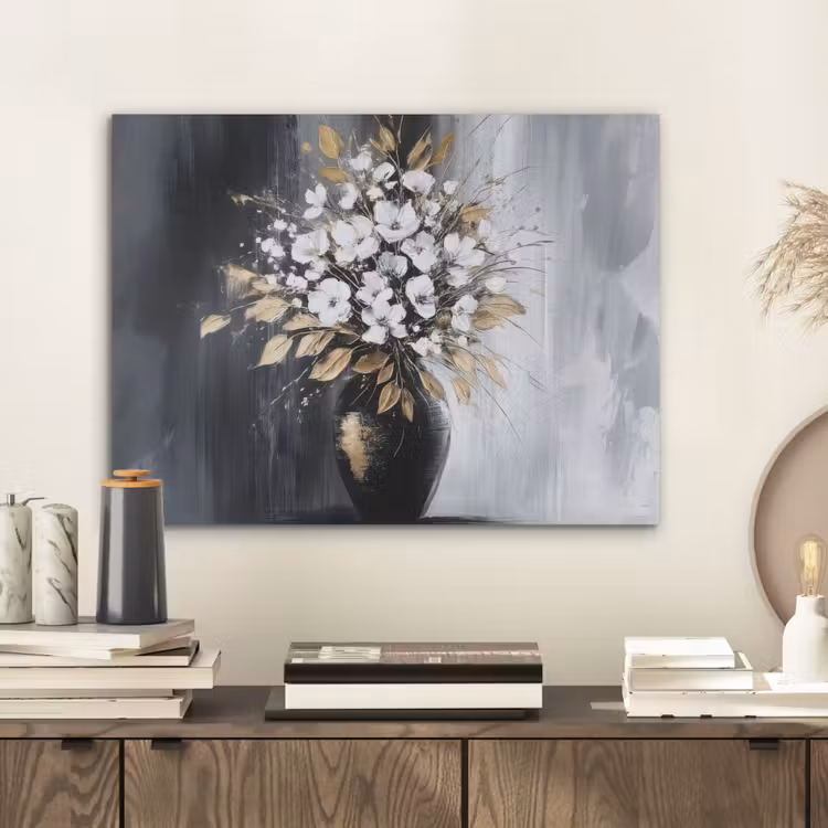 Bloemen - Wit - Vaas - Abstract PET vilt klein -sfeer1