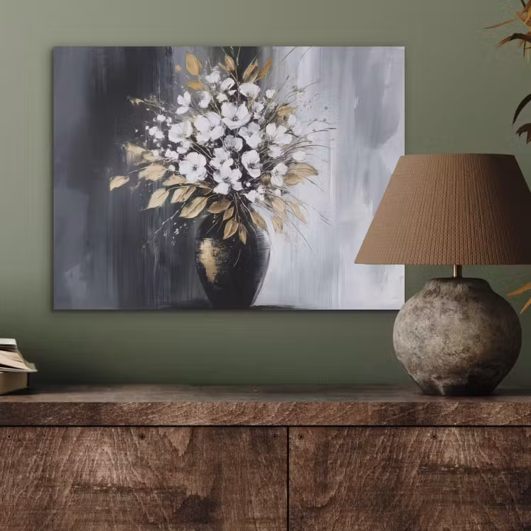 Bloemen - Wit - Vaas - Abstract PET vilt klein -sfeer2