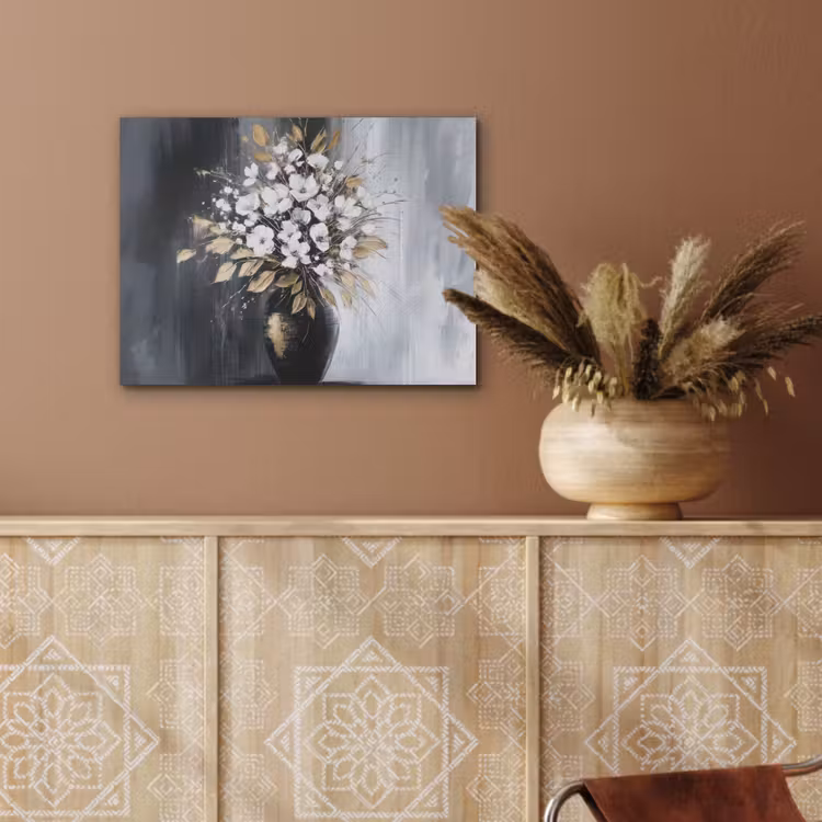 Bloemen - Wit - Vaas - Abstract PET vilt klein -sfeer4