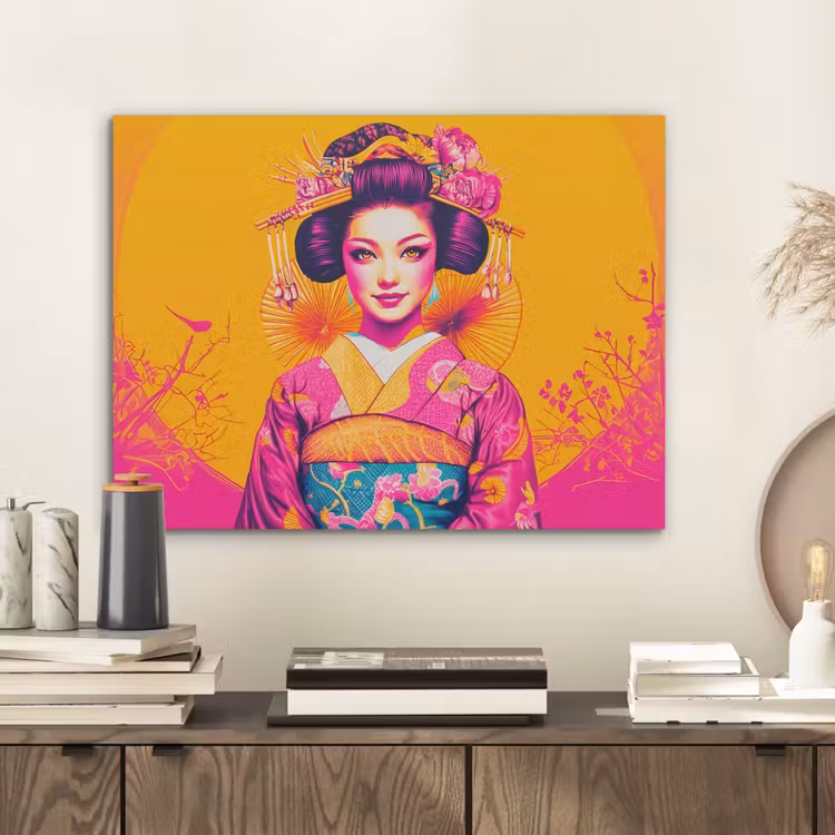 Bloemen - Vrouw - Kimono - Roze PET vilt klein -sfeer1