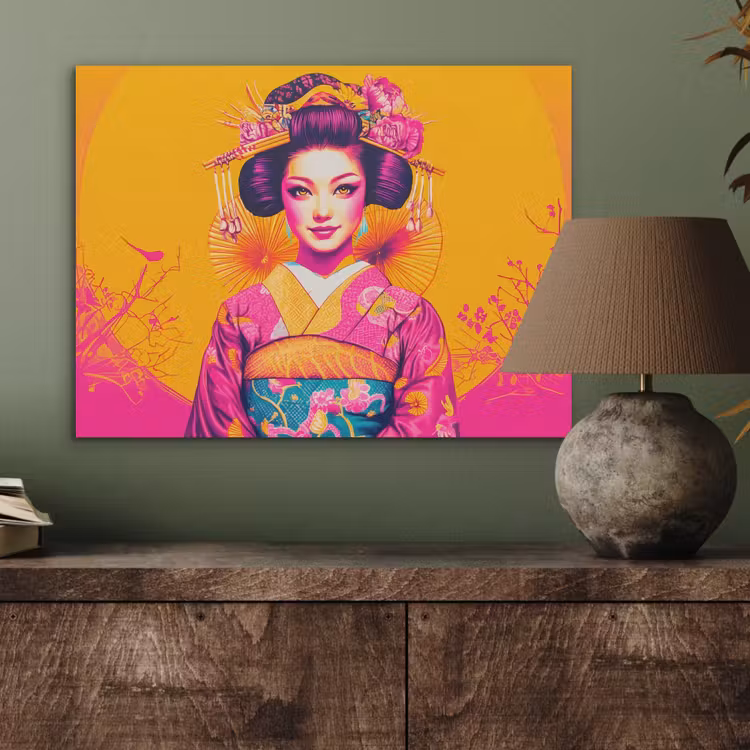 Bloemen - Vrouw - Kimono - Roze PET vilt klein -sfeer2