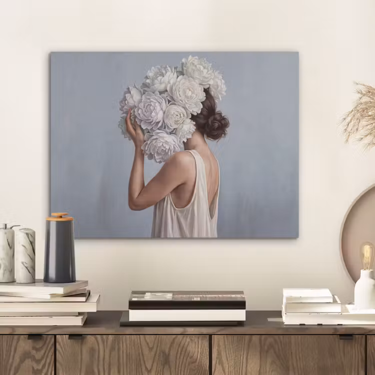 Bloemen - Vrouw - Wit PET vilt klein -sfeer1