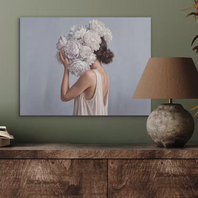 Bloemen - Vrouw - Wit PET vilt klein -sfeer2
