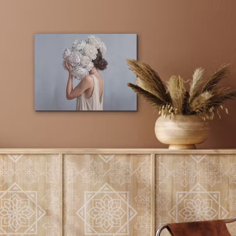 Bloemen - Vrouw - Wit PET vilt klein -sfeer4