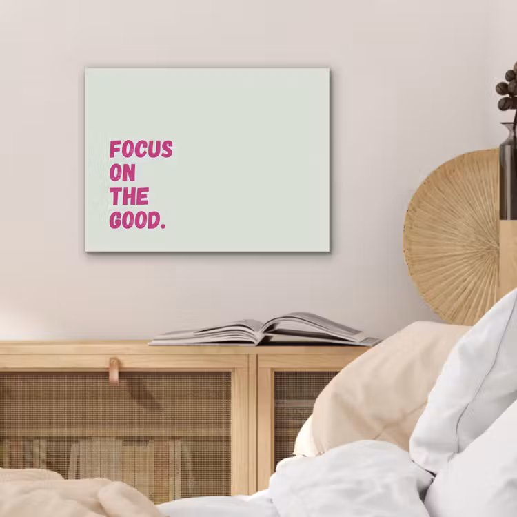 Focus on the good - Beige - Roze PET vilt klein -sfeer3