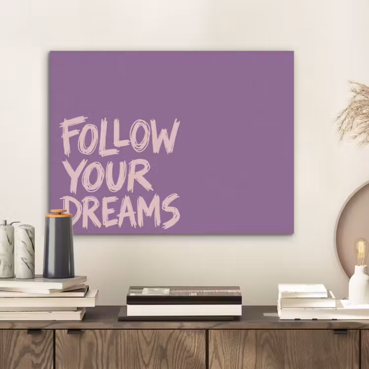 Follow your dreams - Paars - Penseeltextuur PET vilt klein -sfeer1
