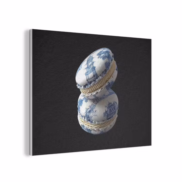 Eten - Macarons - Delfts blauw - Koekjes PET vilt klein -3d