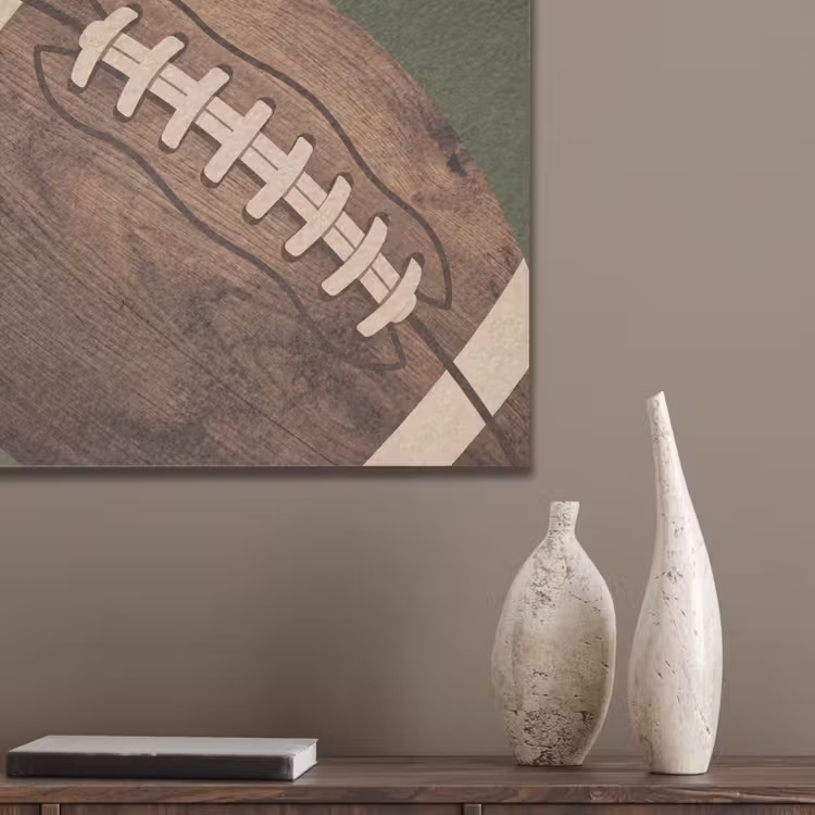 Football - Hout - Sport - Groen PET vilt klein -sfeer6_closeup