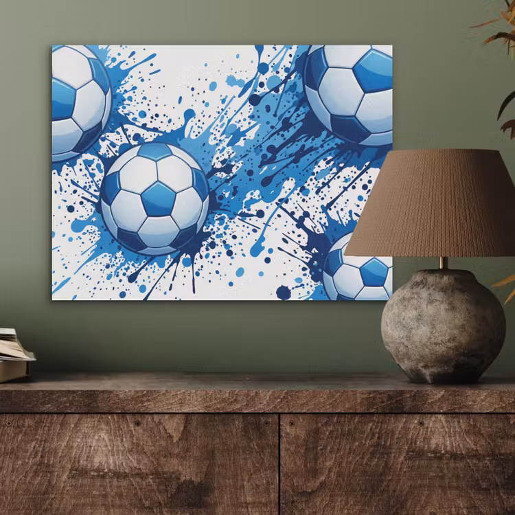 Voetballen - Verf - Sport - Blauw PET vilt klein -sfeer2