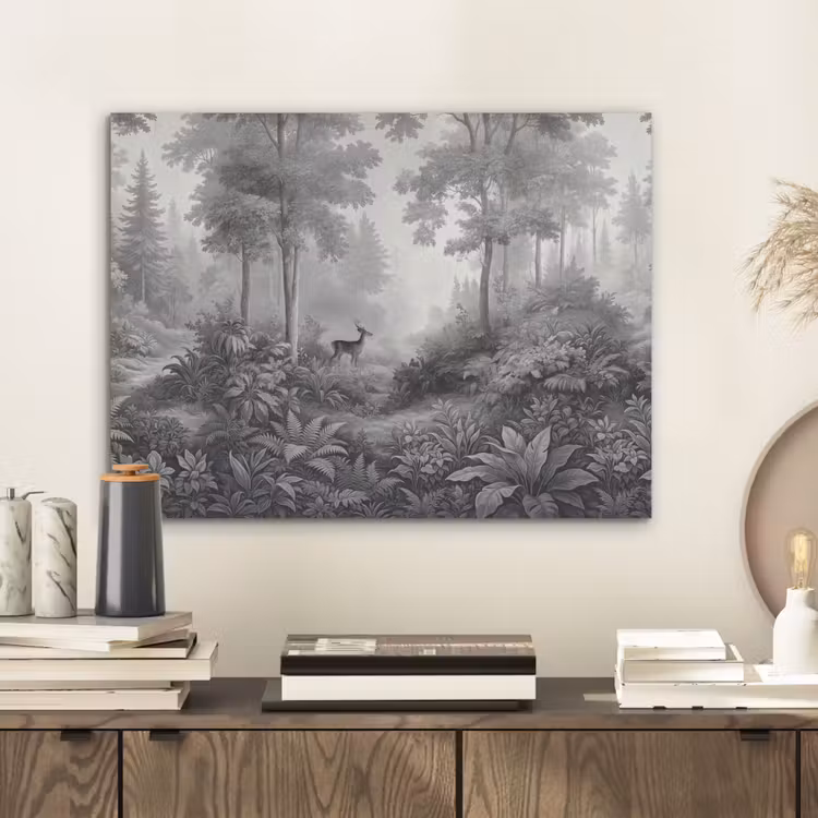 Bos - Hert - Zwart - Wit PET vilt klein -sfeer1