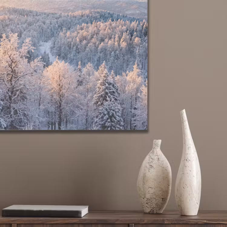 Bos - Bergen - Goud - Winter - Warm PET vilt klein -sfeer6_closeup