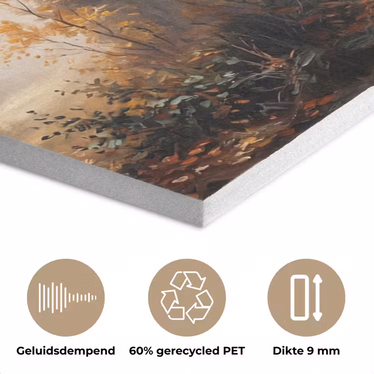 Bospad - Herfstbladeren - Natuur - Schilderachtig - Oranje PET vilt klein -closeup_NL