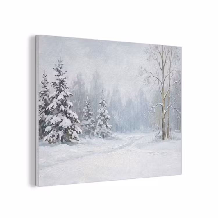 Bospad - Dennen - Sneeuw - Winter - Rustgevend PET vilt klein -3d
