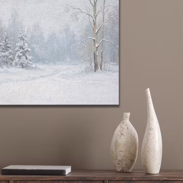Bospad - Dennen - Sneeuw - Winter - Rustgevend PET vilt klein -sfeer6_closeup