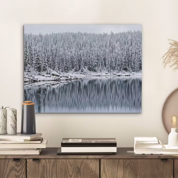 Bos - Reflectie - Meer - Winter - Serene PET vilt klein -sfeer1