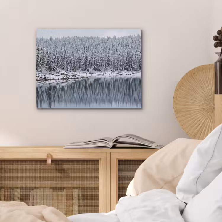 Bos - Reflectie - Meer - Winter - Serene PET vilt klein -sfeer3