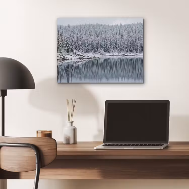 Bos - Reflectie - Meer - Winter - Serene PET vilt klein -sfeer5