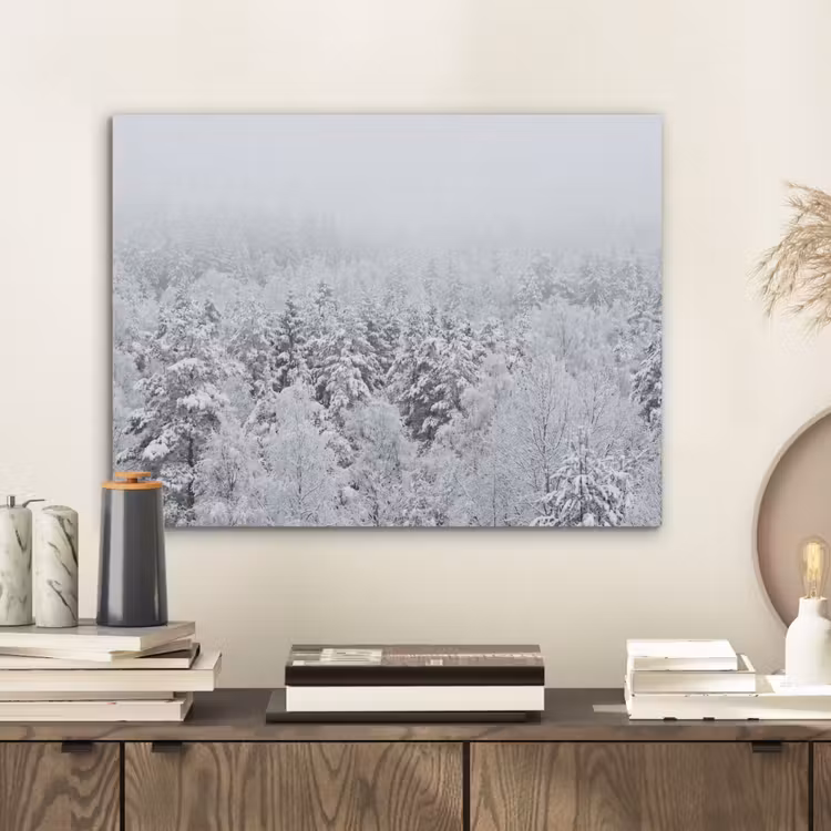 Bos - Sneeuw - Winter - Natuur - Wit PET vilt klein -sfeer1