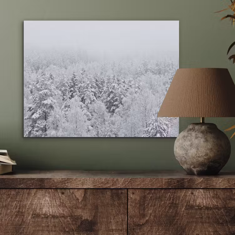 Bos - Sneeuw - Winter - Natuur - Wit PET vilt klein -sfeer2