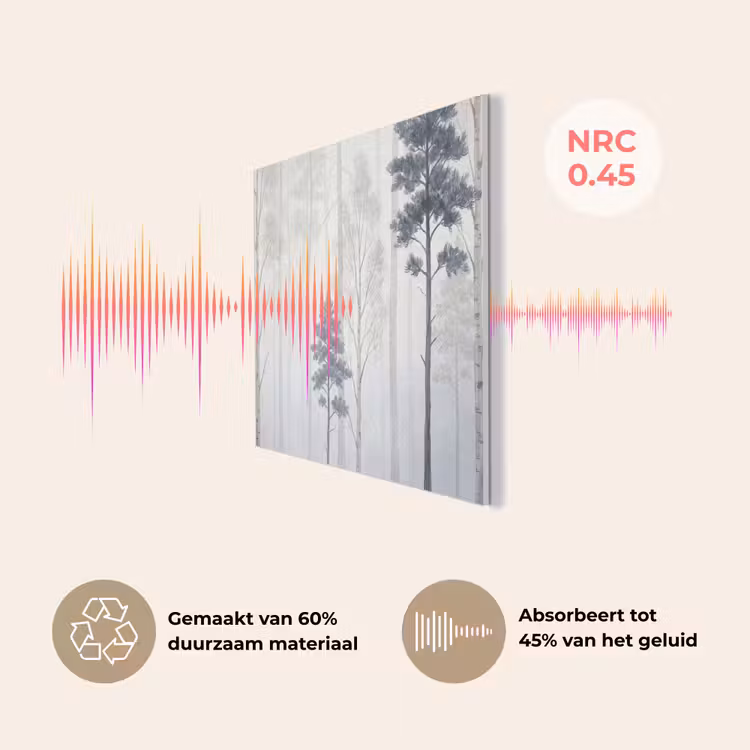 Bos - Bomen - Mist - Natuur - Illustratie - Grijs PET vilt klein -USP_NL