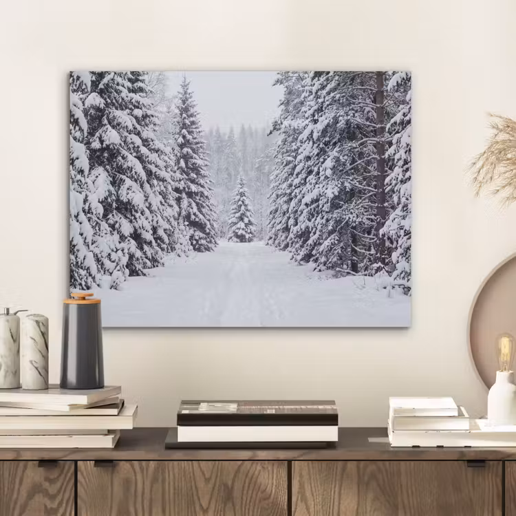 Bos - Winter - Sneeuw - Pad - Natuur PET vilt klein -sfeer1