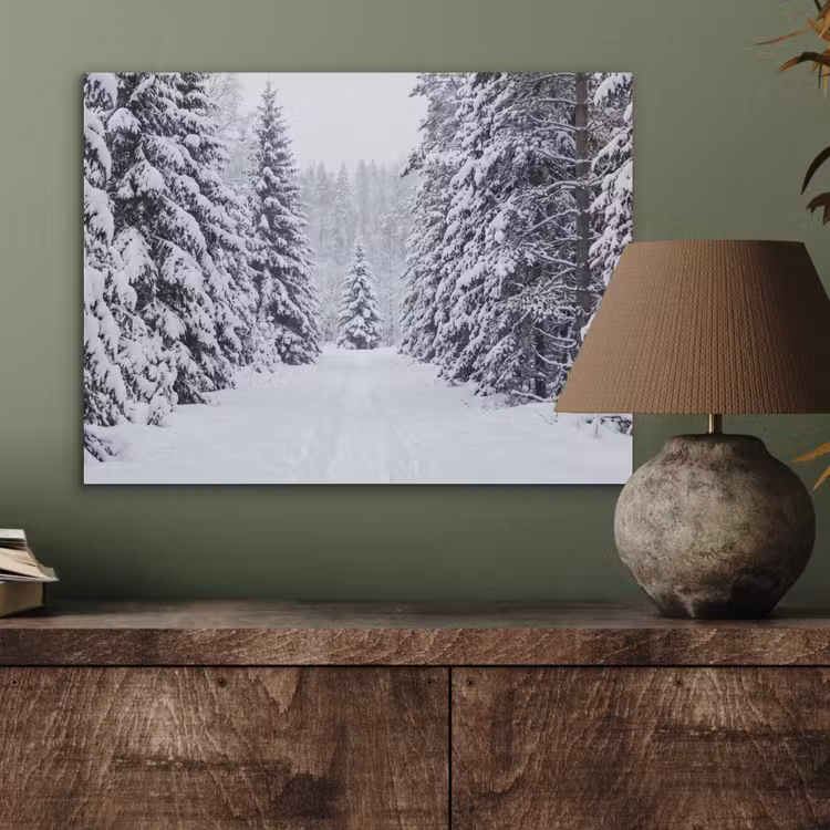 Bos - Winter - Sneeuw - Pad - Natuur PET vilt klein -sfeer2